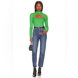 superdown Green Cutout Sweater